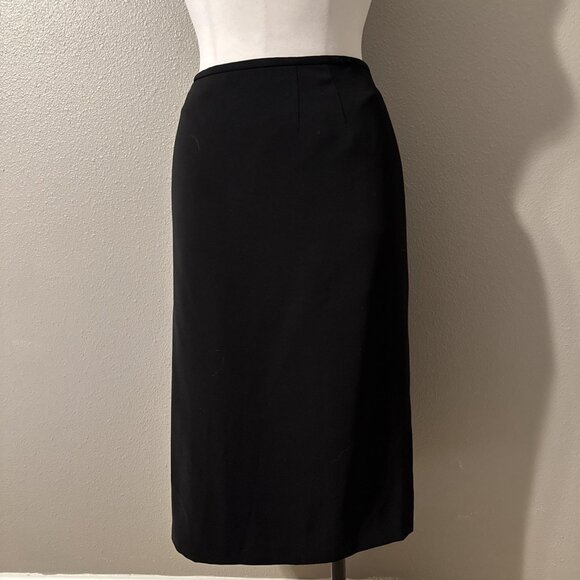 Kasper Skirt 18 Black Lined Smooth Polyester Classic Career Suit Coordinate - Picture 4 of 11